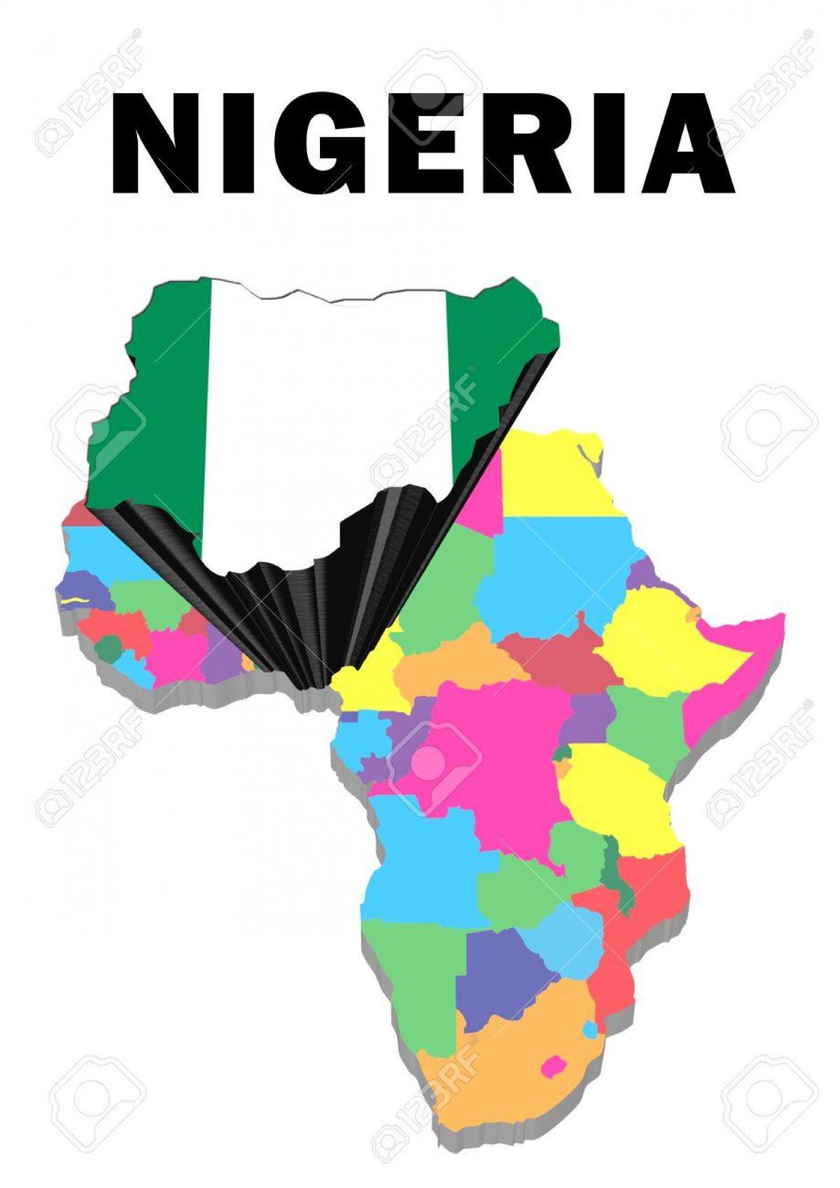 bản đồ của phi với nigeria đánh dấu