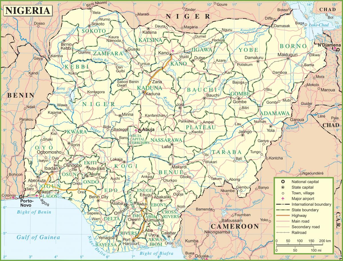 bản đồ của nigeria đang ở đường lớn