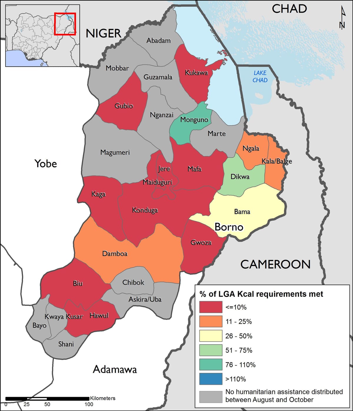 Bản đồ của đông bắc nigeria