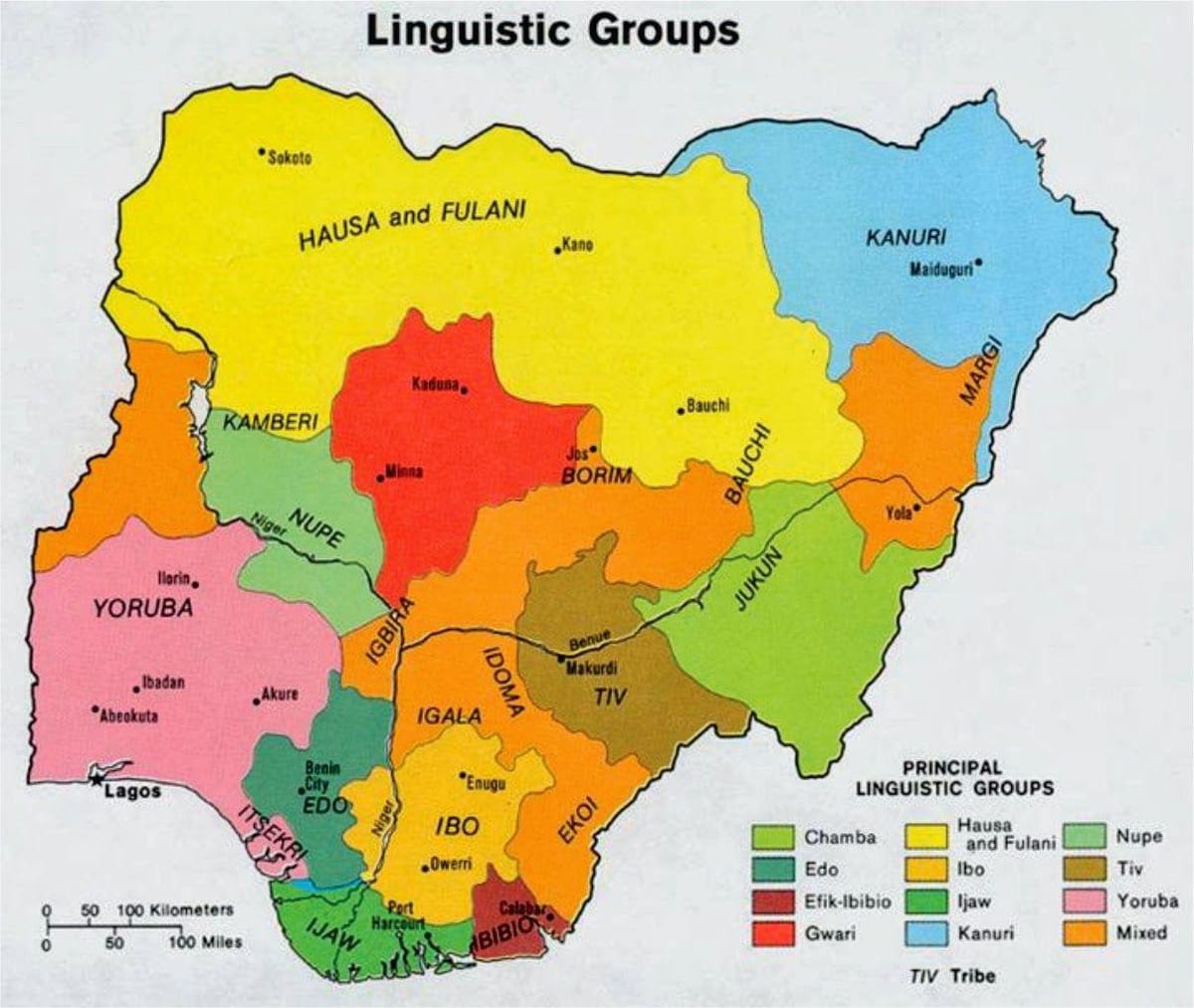 Bản đồ của bộ lạc nigeria