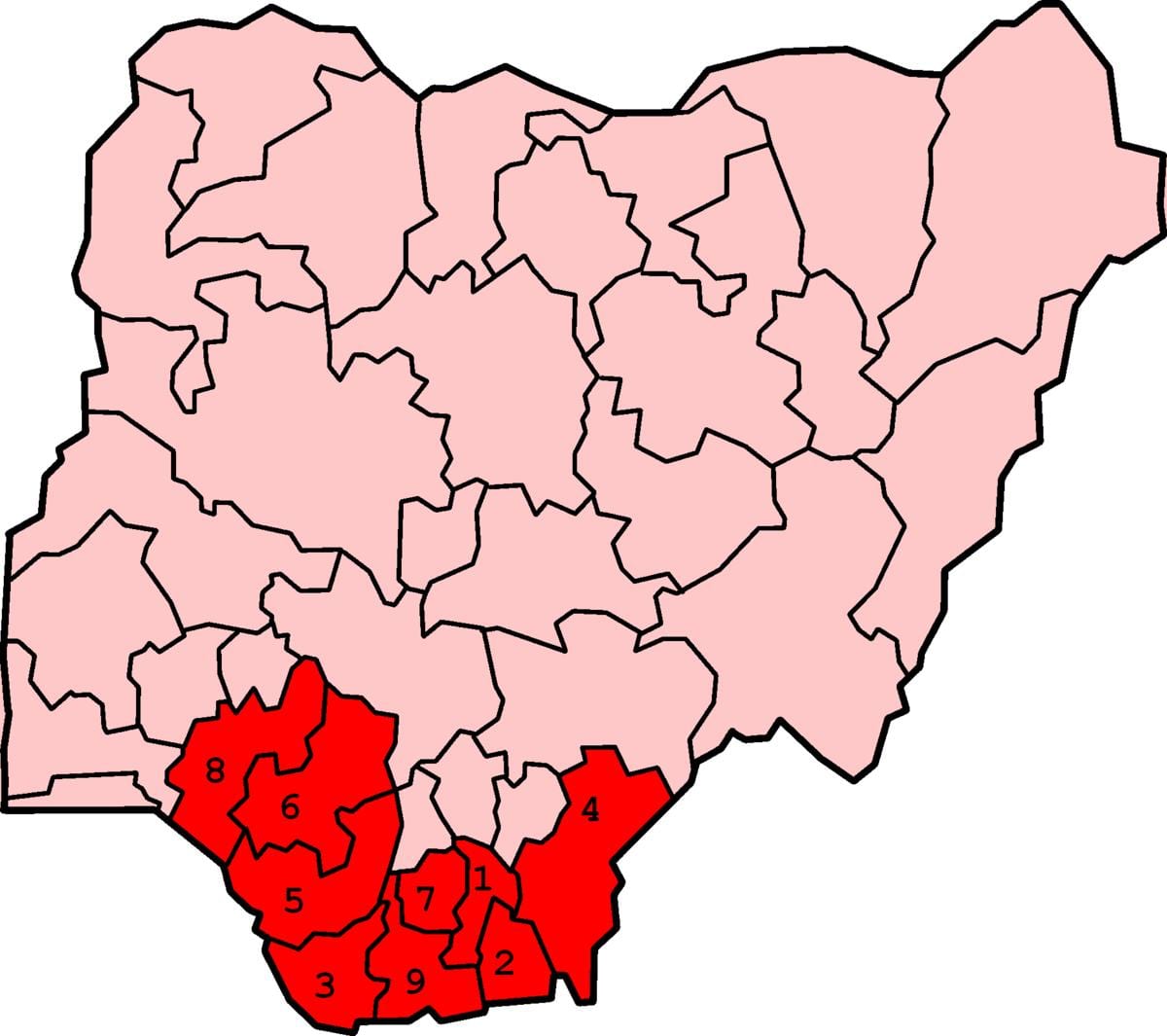 Bản đồ của nam nam nigeria