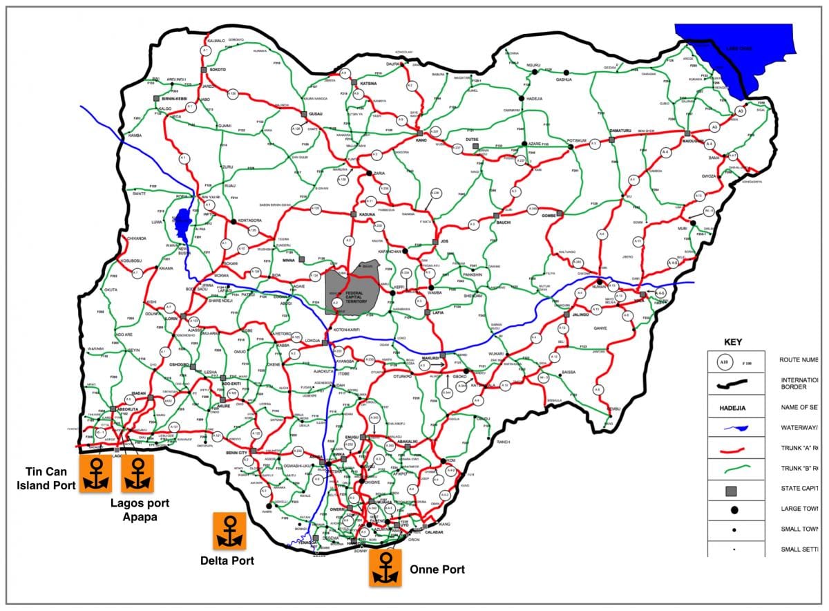 Bản đồ của nigeria đang ở đường mạng