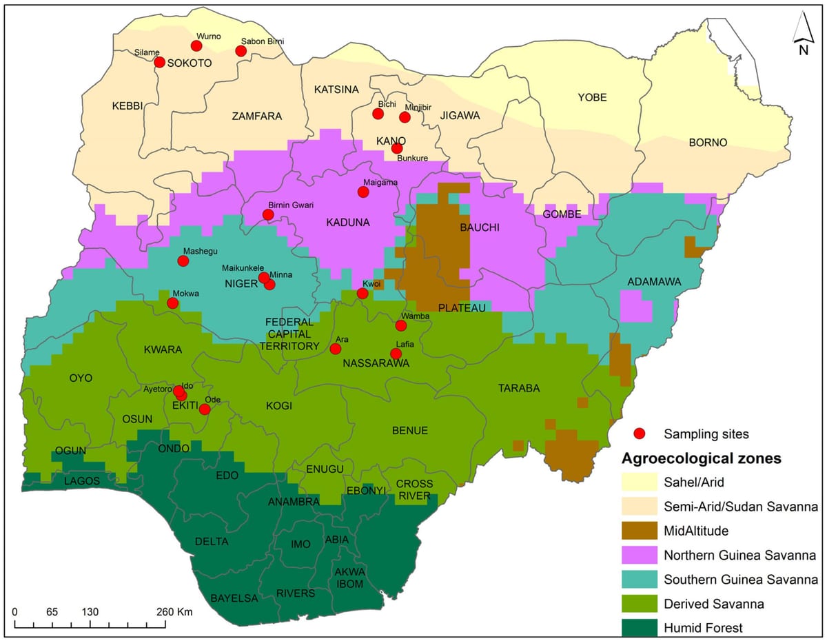 bản đồ của nigeria đang ở cây phân phối