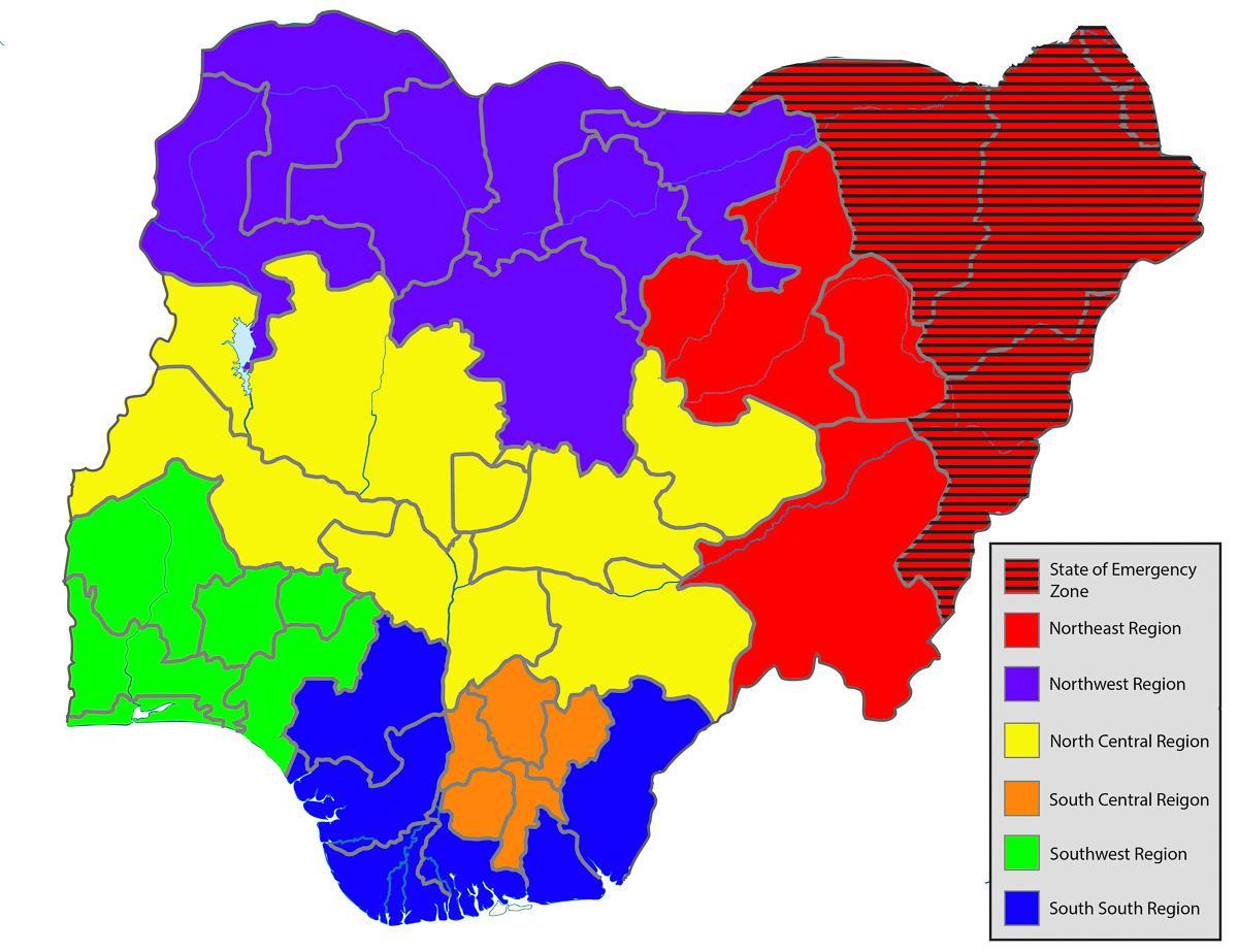 bản đồ của nigeria đang hiển thị tất cả các kỳ