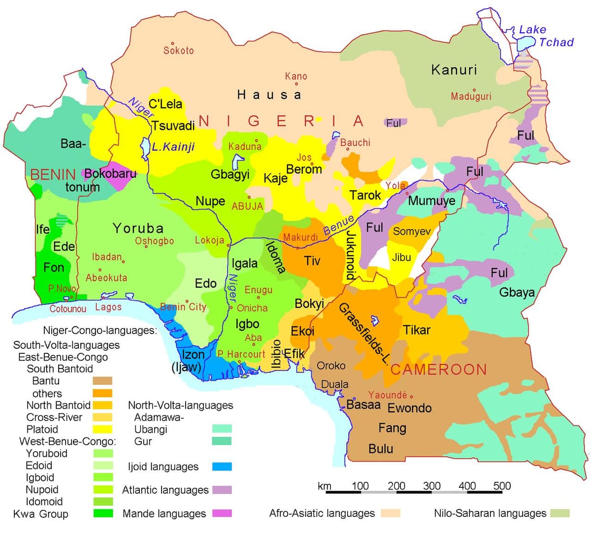 nigeria ngôn ngữ bản đồ