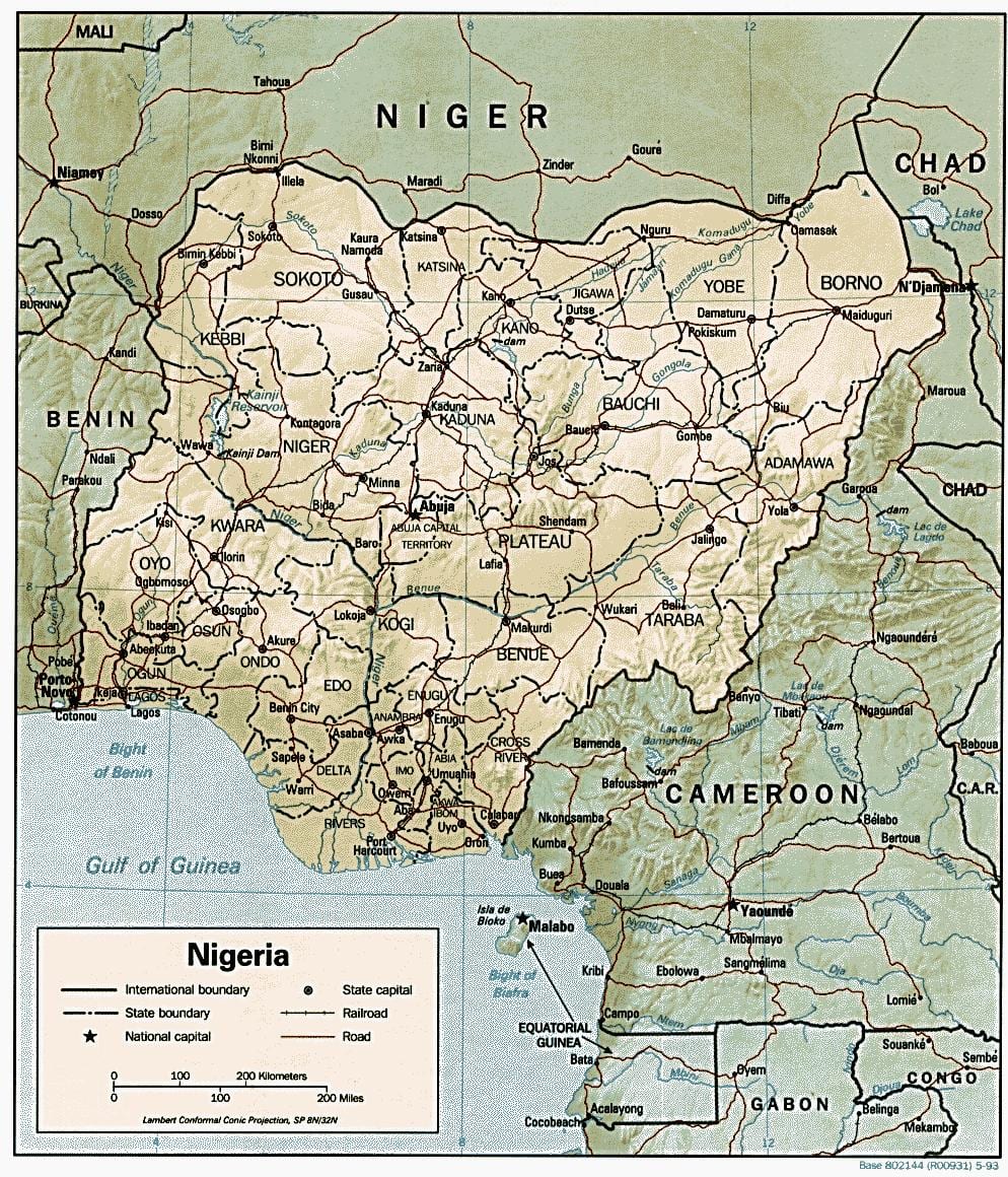 địa lý bản đồ của nigeria