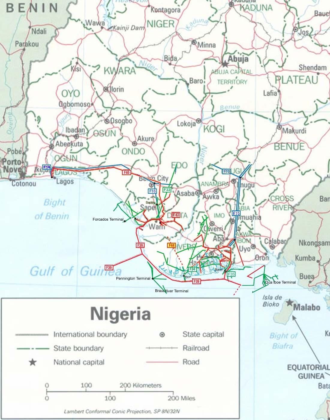 Bản đồ của đường ống nigeria