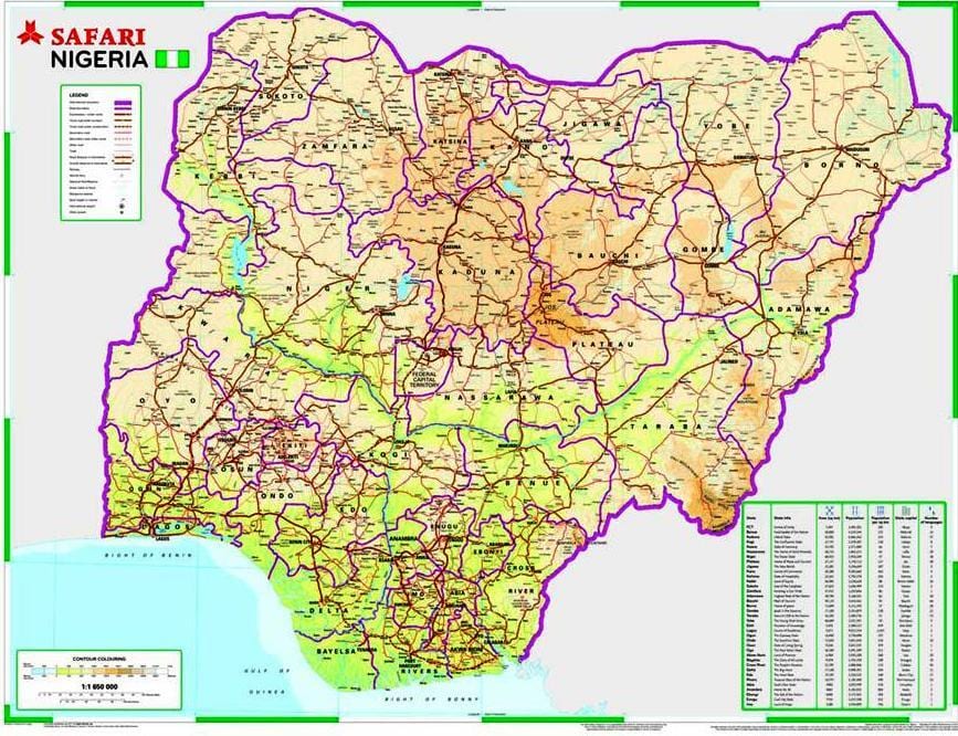 Bản đồ của nigeria đường khoảng cách