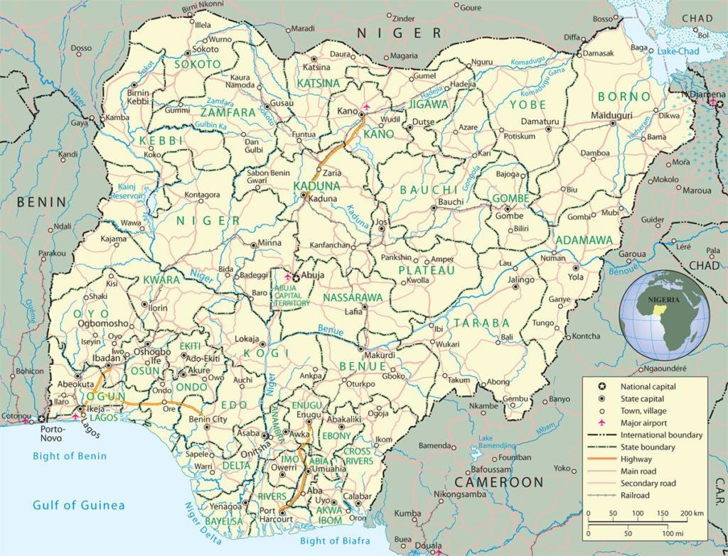 bản đồ của nigeria đang ở kỳ và thủ đô