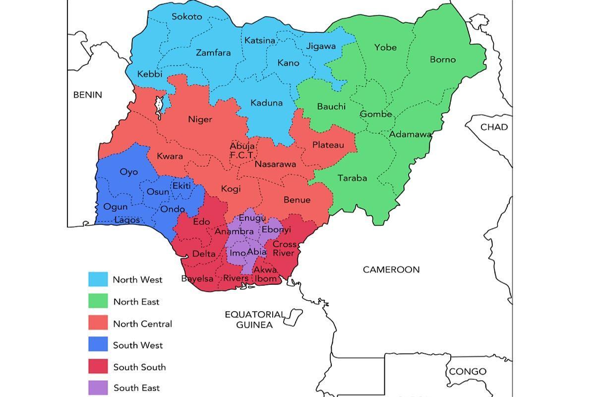 bản đồ của nigeria đang ở địa chính trị vùng