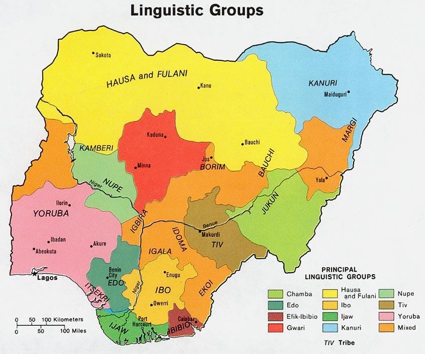 bản đồ của nigeria đang ở dân tộc