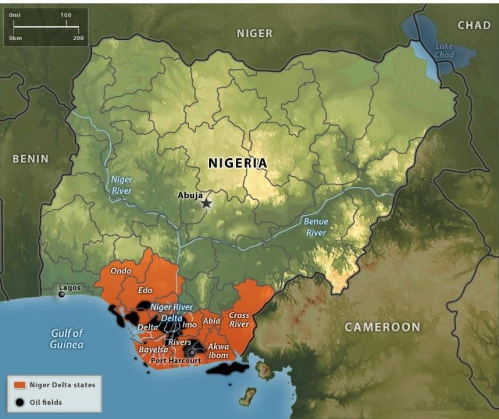 Bản đồ của nigeria dầu