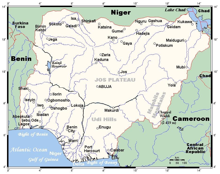 con sông ở nigeria bản đồ