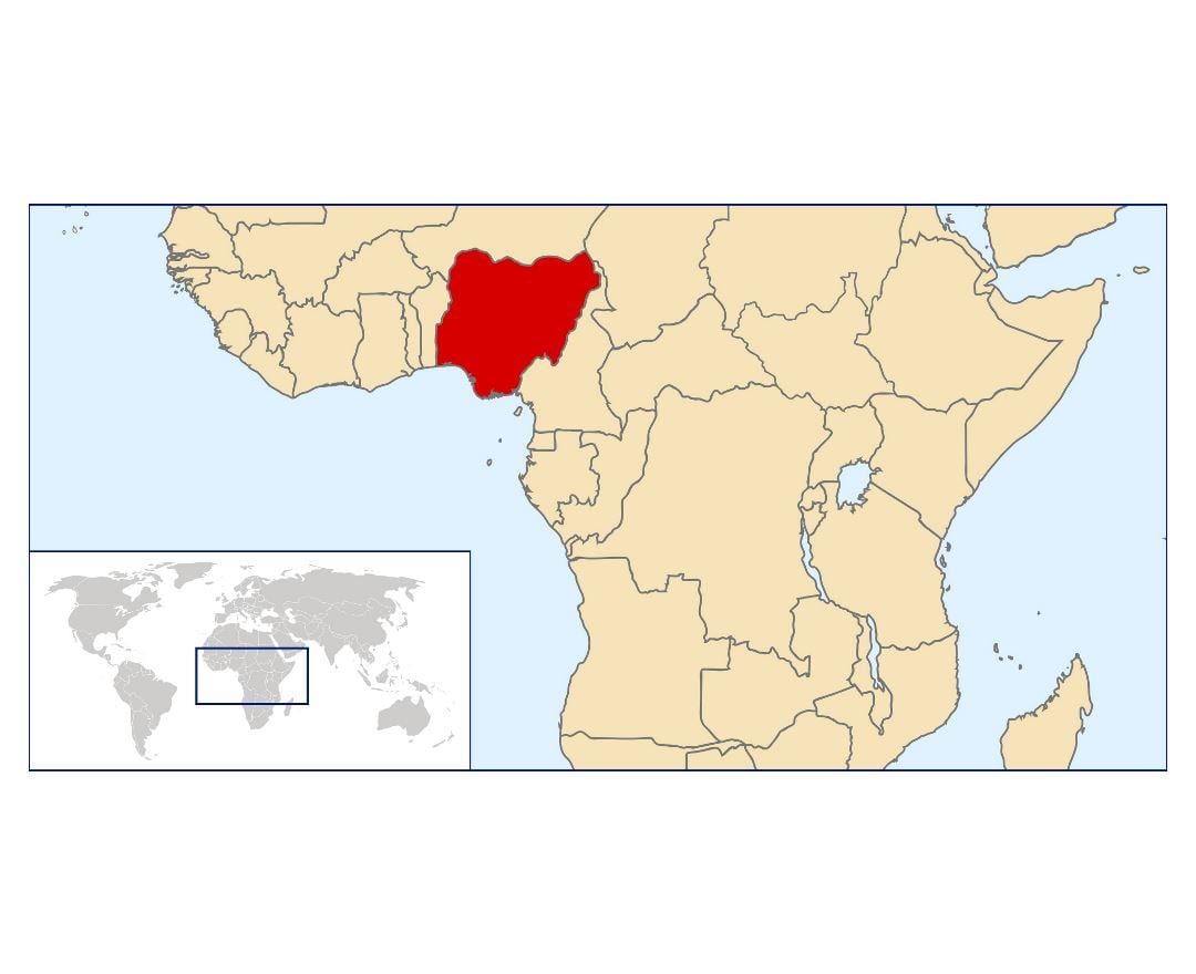 nigeria vị trí trên bản đồ thế giới