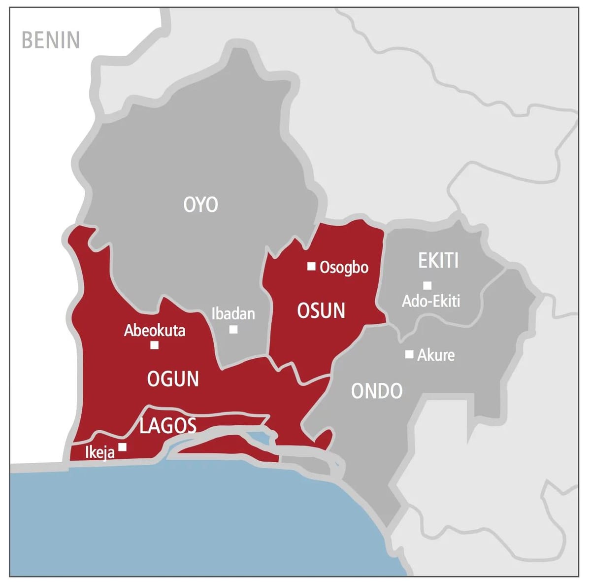 west nigeria bản đồ