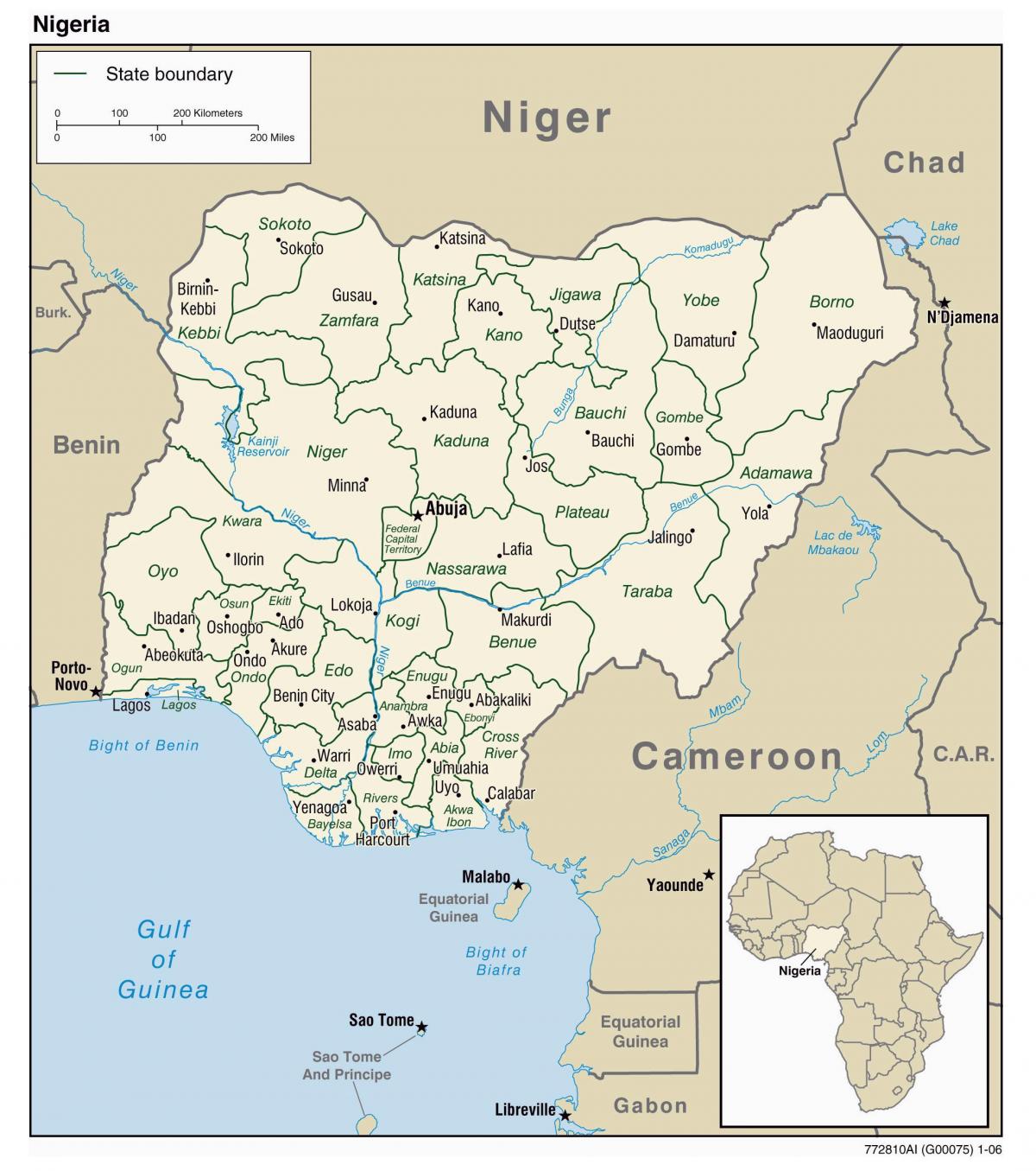 bản đồ của nigeria với thành phố