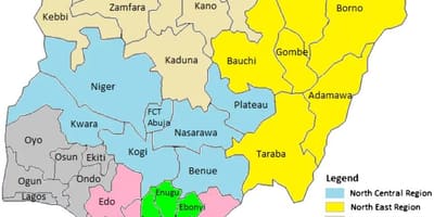 Bản đồ của nigeria đang ở địa chính trị vùng