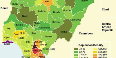 Bản đồ của nigeria đang ở dân số giấy phép