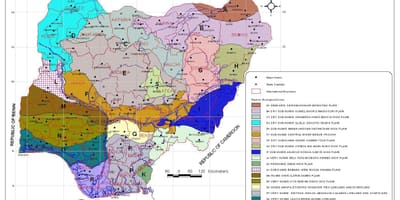 Bản đồ của nigeria đang ở khu vực thực vật khác nhau