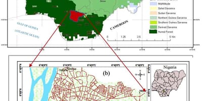 Bản đồ của nigeria đang ở thảm thực vật đai