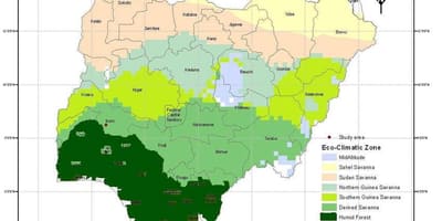 Bản đồ của nigeria đang ở khu vực khí hậu