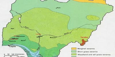 Bản đồ của nigeria đang ở thảm thực vật