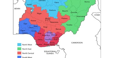 Bản đồ của nigeria đang ở địa chính trị vùng