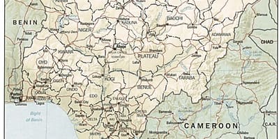 Bản đồ của vĩ độ kinh độ nigeria